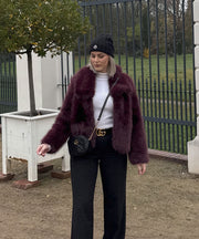 Amara Fur Jacket – Burgundy