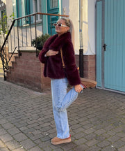Amara Fur Jacket – Burgundy