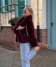Amara Fur Jacket – Burgundy