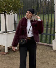 Amara Fur Jacket – Burgundy