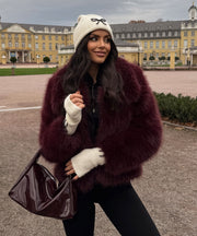 Amara Fur Jacket – Burgundy