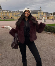 Amara Fur Jacket – Burgundy
