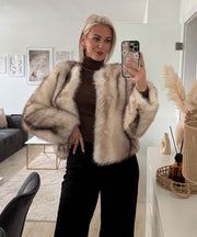 Trixa Fur Jacket – Beige