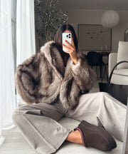 Lilly Hooded Fur Jacket – Beige
