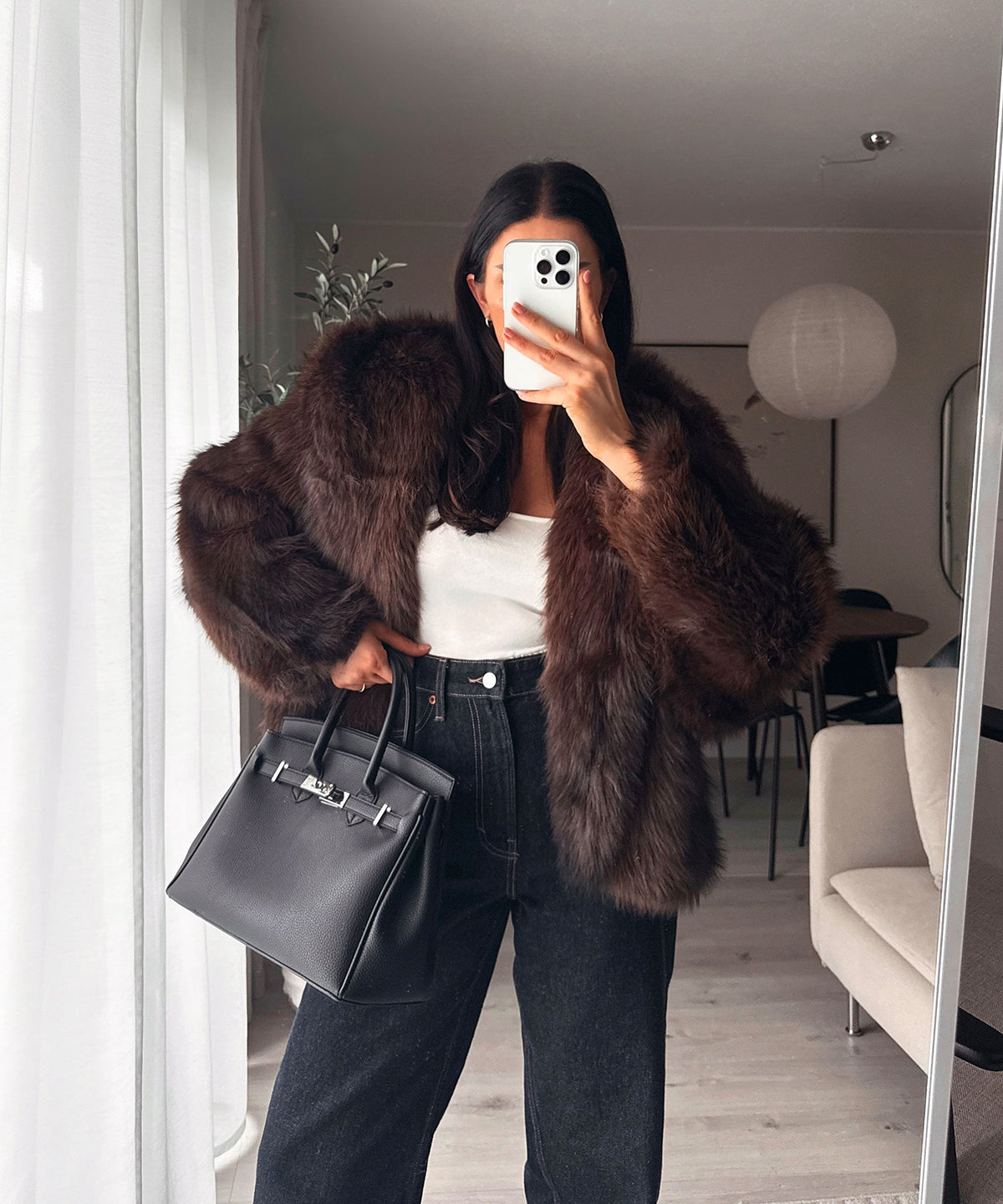 Lilly Hooded Fur Jacket – Brown