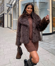 Romina Fur Jacket – Dark Brown