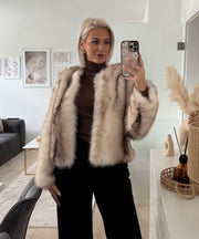 Trixa Fur Jacket – Beige