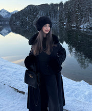 Mantel Jolie mit Felldetails Schwarz