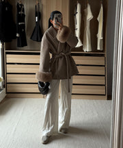 Loona Jacket with Fur Details – Beige