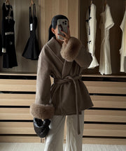 Loona Jacket with Fur Details – Beige