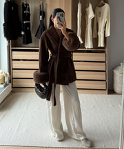 Loona Jacket with Fur Details – Dark Brown