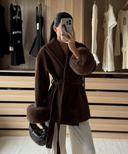 Loona Jacket with Fur Details – Dark Brown