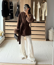 Loona Jacket with Fur Details – Dark Brown