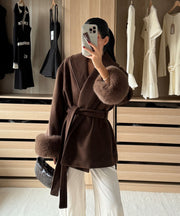 Loona Jacket with Fur Details – Dark Brown
