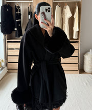 Loona Jacket with Fur Details – Black