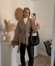 Loona Jacket with Fur Details – Beige