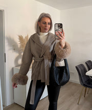 Loona Jacket with Fur Details – Beige
