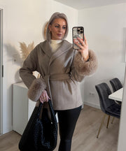 Loona Jacket with Fur Details – Beige
