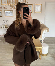 Loona Jacket with Fur Details – Dark Brown