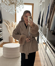 Loona Jacket with Fur Details – Beige