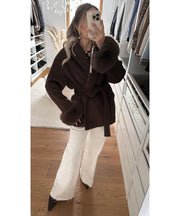 Loona Jacket with Fur Details – Dark Brown