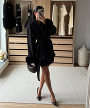 Loona Jacket with Fur Details – Black