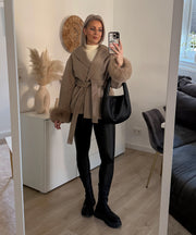 Loona Jacket with Fur Details – Beige