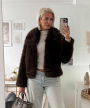 Amara Fur Jacket – Dark Brown