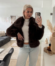 Amara Fur Jacket – Dark Brown