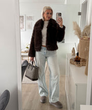 Amara Fur Jacket – Dark Brown
