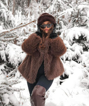 Romina Fur Jacket – Dark Brown