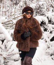 Romina Fur Jacket – Dark Brown