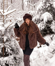 Romina Fur Jacket – Dark Brown