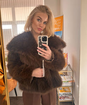 Romina Fur Jacket – Dark Brown