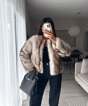 Trixa Fur Jacket – Beige