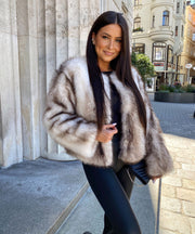 Trixa Fur Jacket – Beige