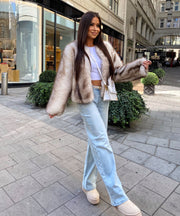 Trixa Fur Jacket – Beige