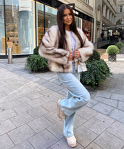 Trixa Fur Jacket – Beige